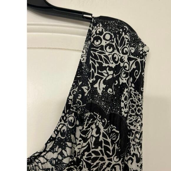 Grace Elements Black & White Cotton Milkmaid Asymmetrical Layered Midi Dress M - Picture 9 of 13